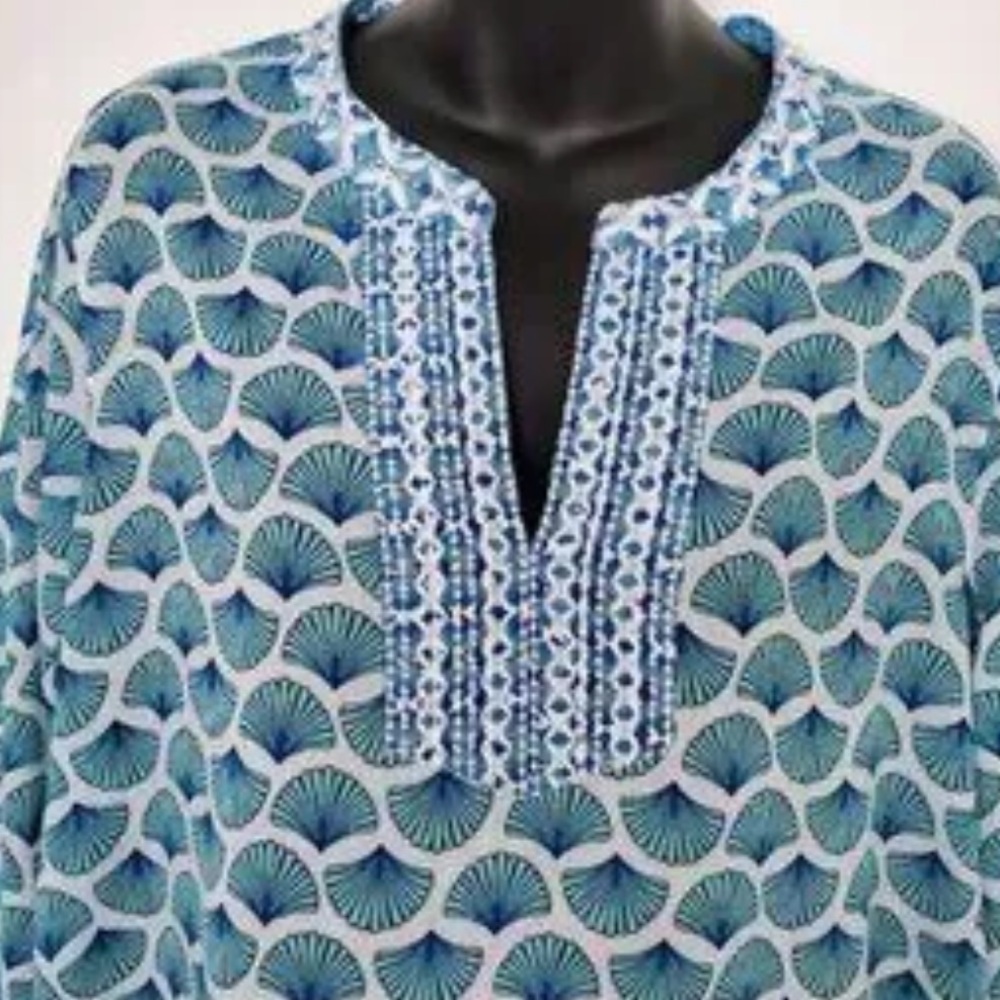 Sigrid Olsen Shell Print Tunic Top - Picture 3 of 10